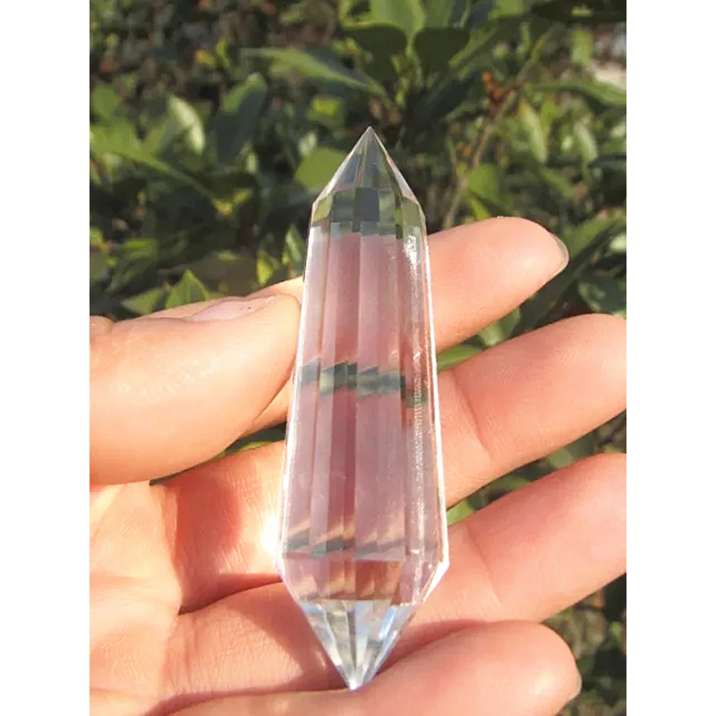 Natural Clear Quartz Vogel Style Crystal Wand — 12-Sided Healing Point, 70mm