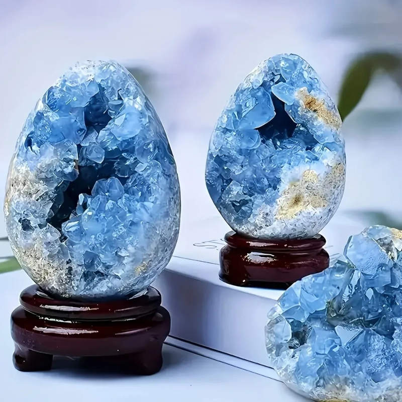 600-800g Celestite Geode Cluster  Fashion Crystal Stones Piedras  Cuarzos Room Decor Gifts