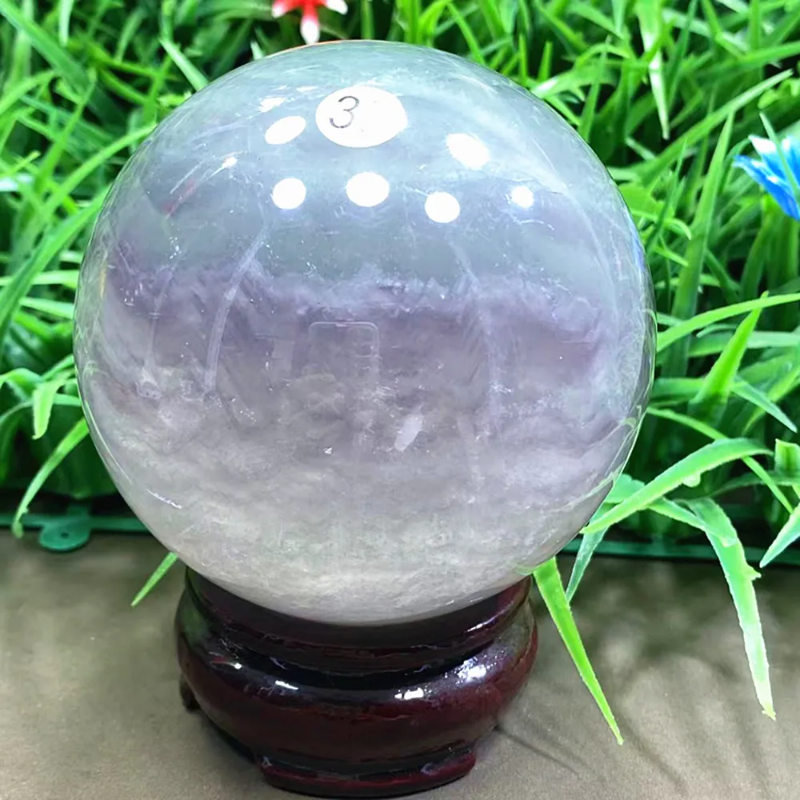 Natural Fluorite Crystal Ball — Hand-Polished Quartz Sphere, Rainbow Healing Stone