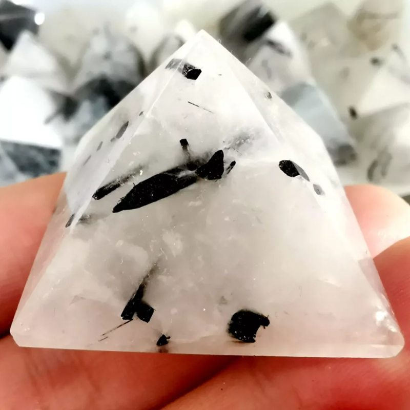 Natural Black Tourmaline Crystal Pyramid — Protective Healing Chakra Quartz Point