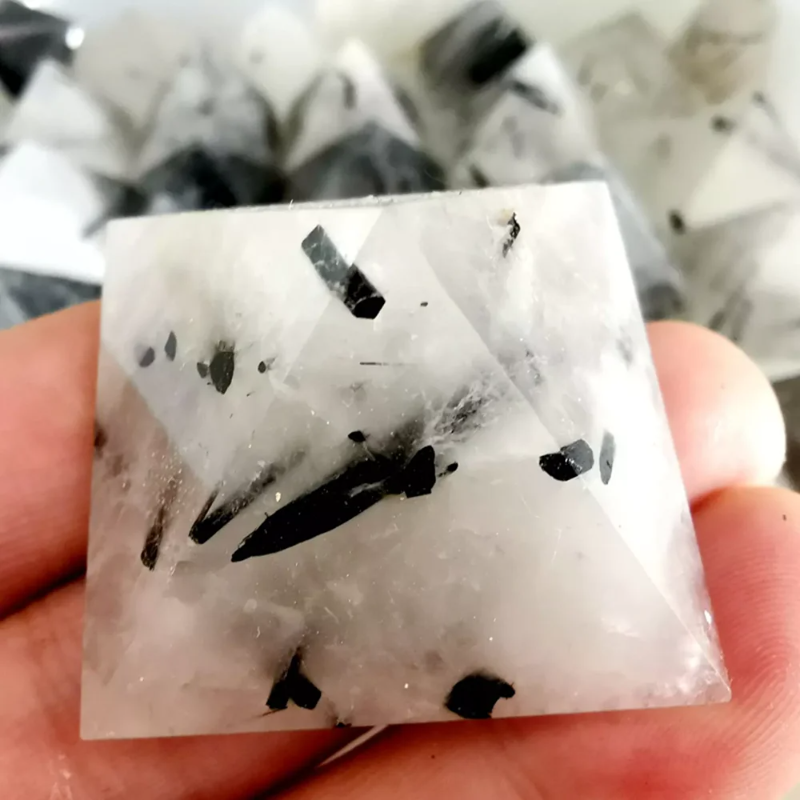 Natural Black Tourmaline Crystal Pyramid — Protective Healing Chakra Quartz Point