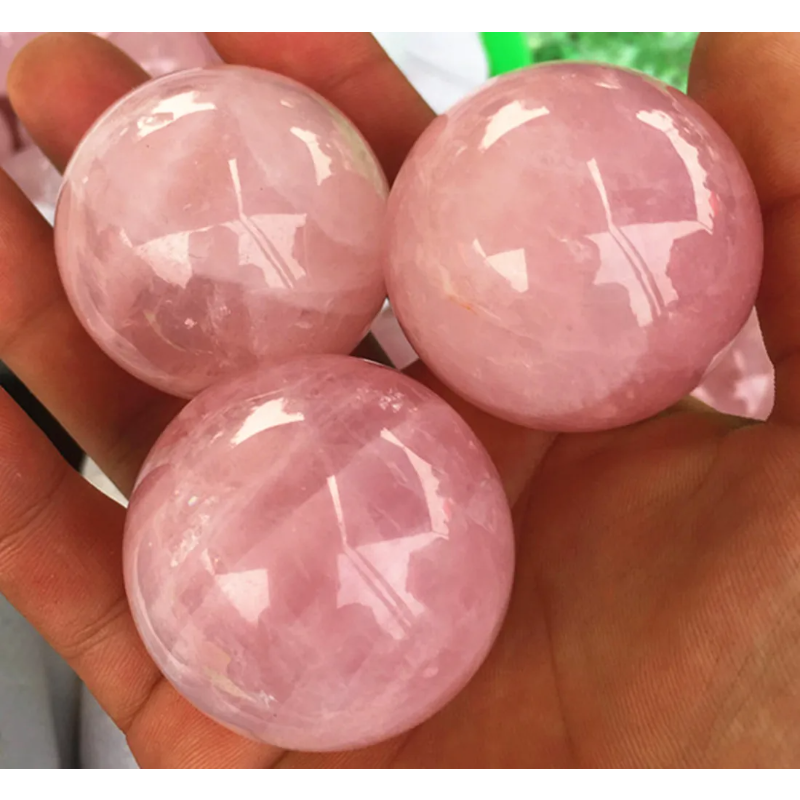 Natural Rose Quartz Crystal Ball — 35–40mm Healing Sphere, Christmas & Wedding Gift