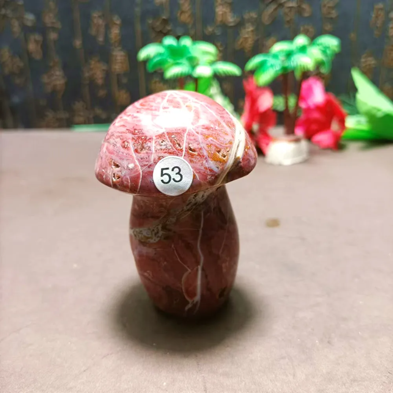 Natural Ocean Jasper Carved Mushroom — Reiki Healing Chakra Home Decor Gift