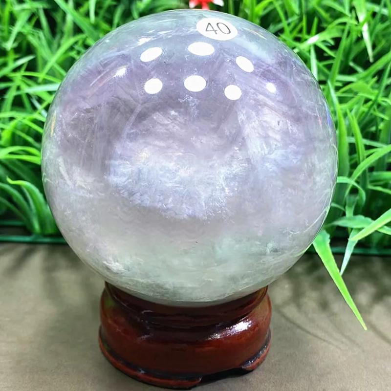 Natural Fluorite Crystal Ball — Hand-Polished Quartz Sphere, Rainbow Healing Stone