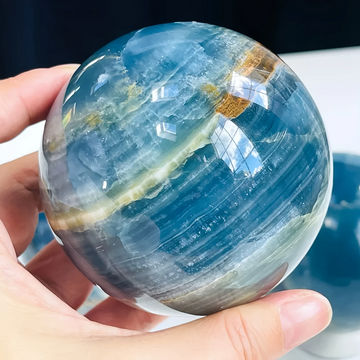 Stunning Blue Onyx Sphere, Home and Office Decor, Unique High-End Gift, family theme, gorgeous style, decorative stones