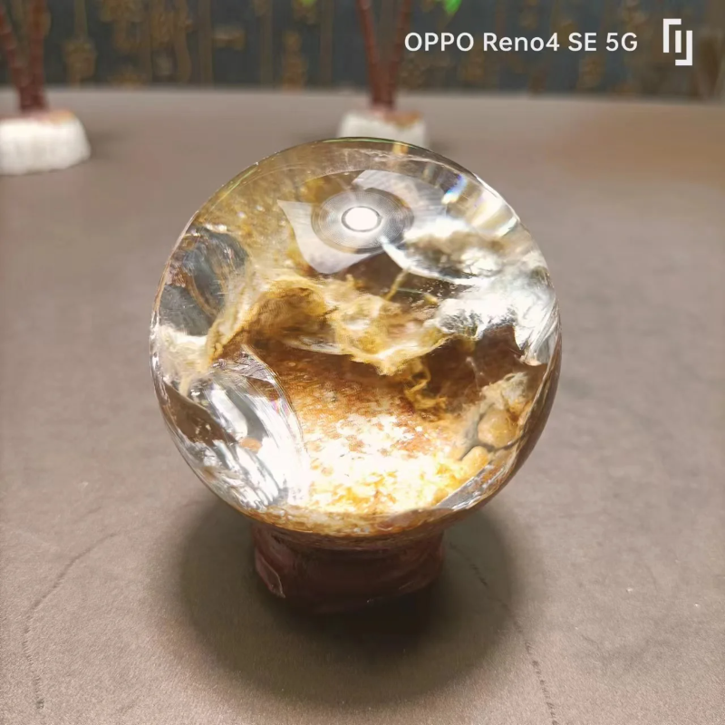 Natural Green Phantom Garden Quartz Crystal Ball — Brazilian Chakra Healing Sphere