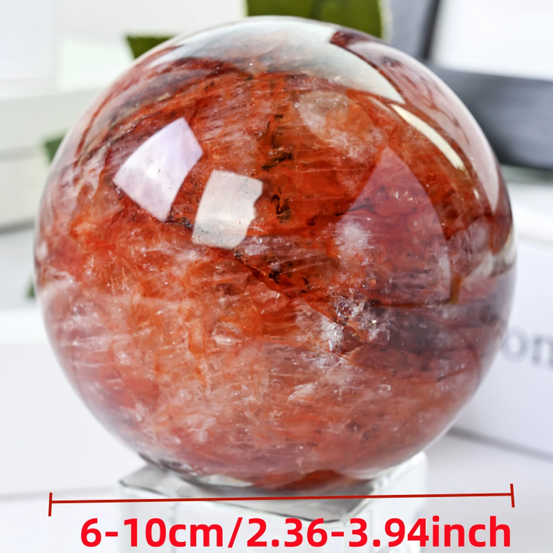 Large Fire Quartz Crystal Sphere, Polished Ball, Home Decor and Gift, Souvenir Gift, Home Decoration,Magic Point Healing Stone