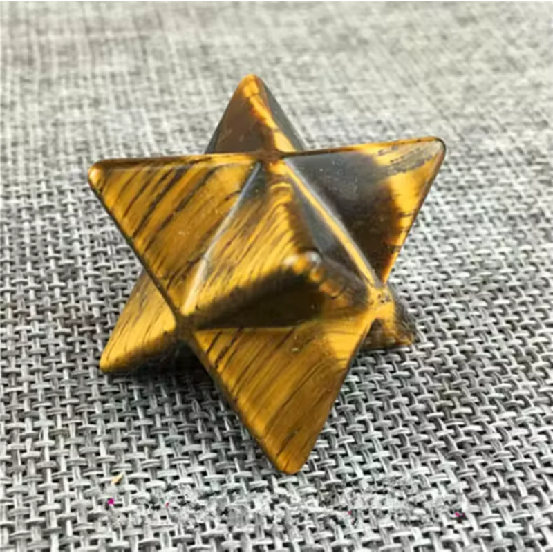 Natural Tiger's Eye Merkaba Star — Sacred Geometry Crystal Point, Chakra Reiki 1.5"