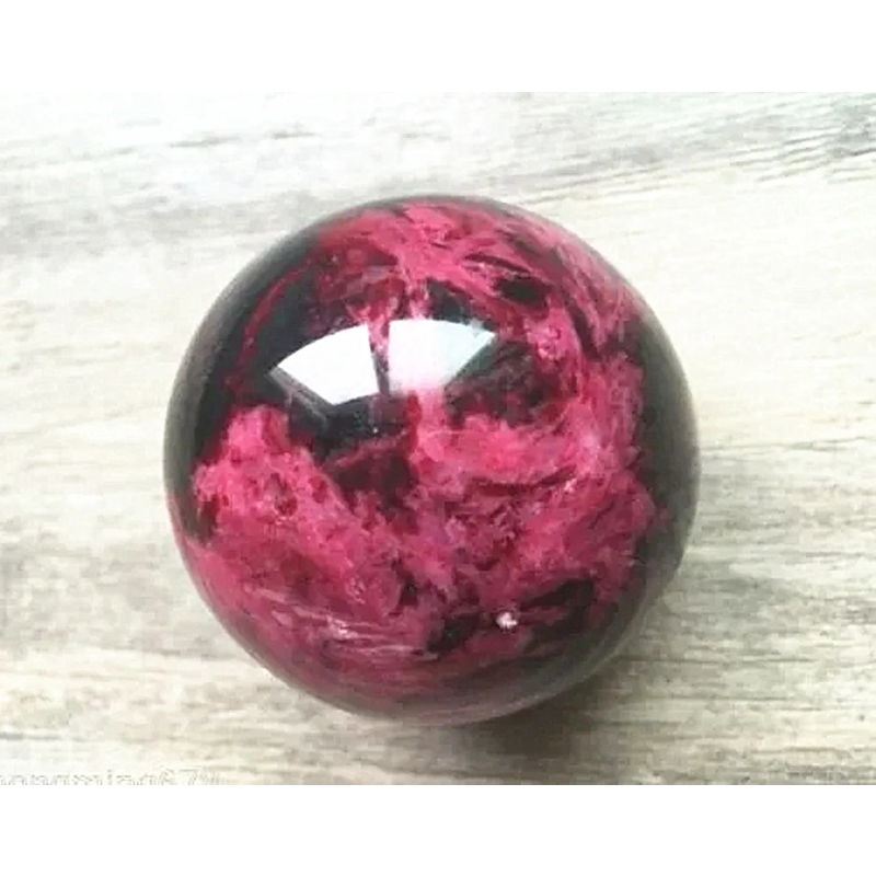Natural Rhodonite Peach Blossom Stone Crystal Ball — Polished Healing Sphere, 50mm