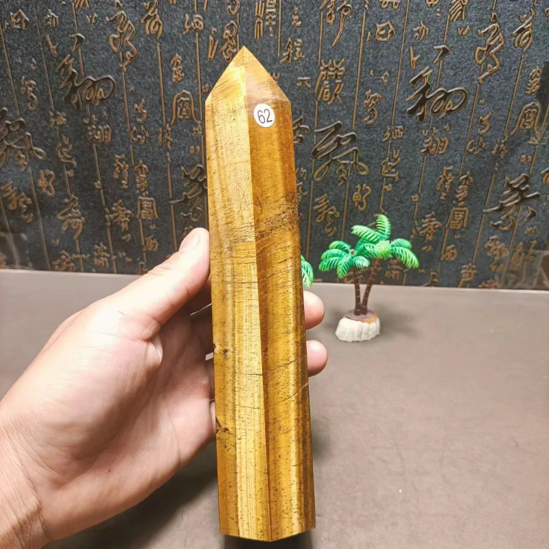 Natural Energy Tiger Eye Jasper Obelisk Crystal stick Point Reiki home decor Chakra Degaussing Tower Treatment