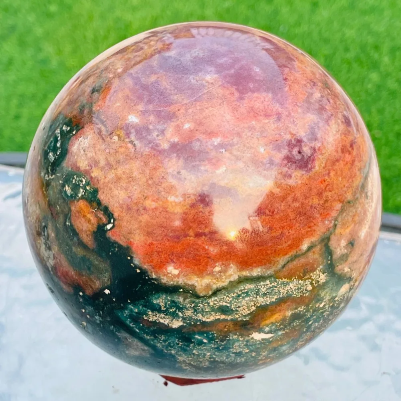 Ocean Jasper Quartz Crystal Sphere  Mineral Healing Colourful Reiki Decoration Ball CrystalHola Brand