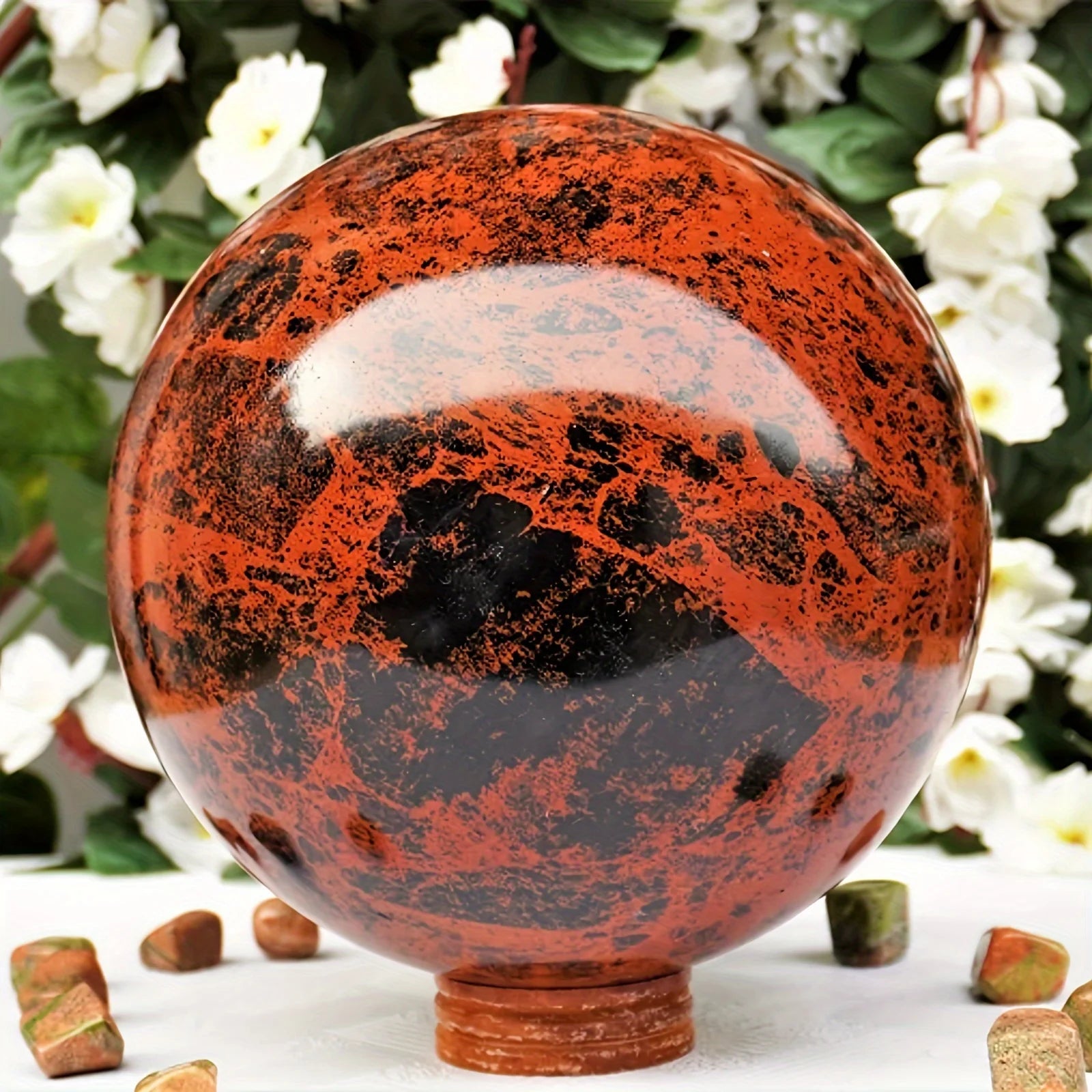 Red Obsidian Sphere,Polished Ornamental Crystal Display Piece,family theme, gorgeous style, decorative stones, crystal gifts