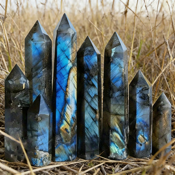 Raw Labradorite Column Cyan Mist Iris Unique Ice-Crack High-End Collectible