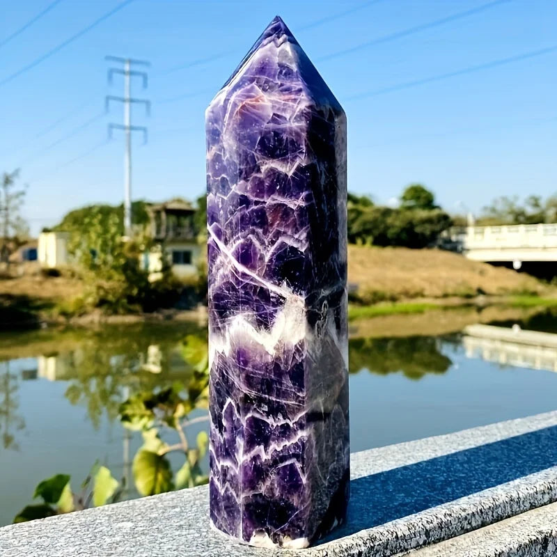 1pc Dream Amethyst Wand Crystals Tower, home decoration, garden embellishment and romantic gifts, family theme, gorgeous style
