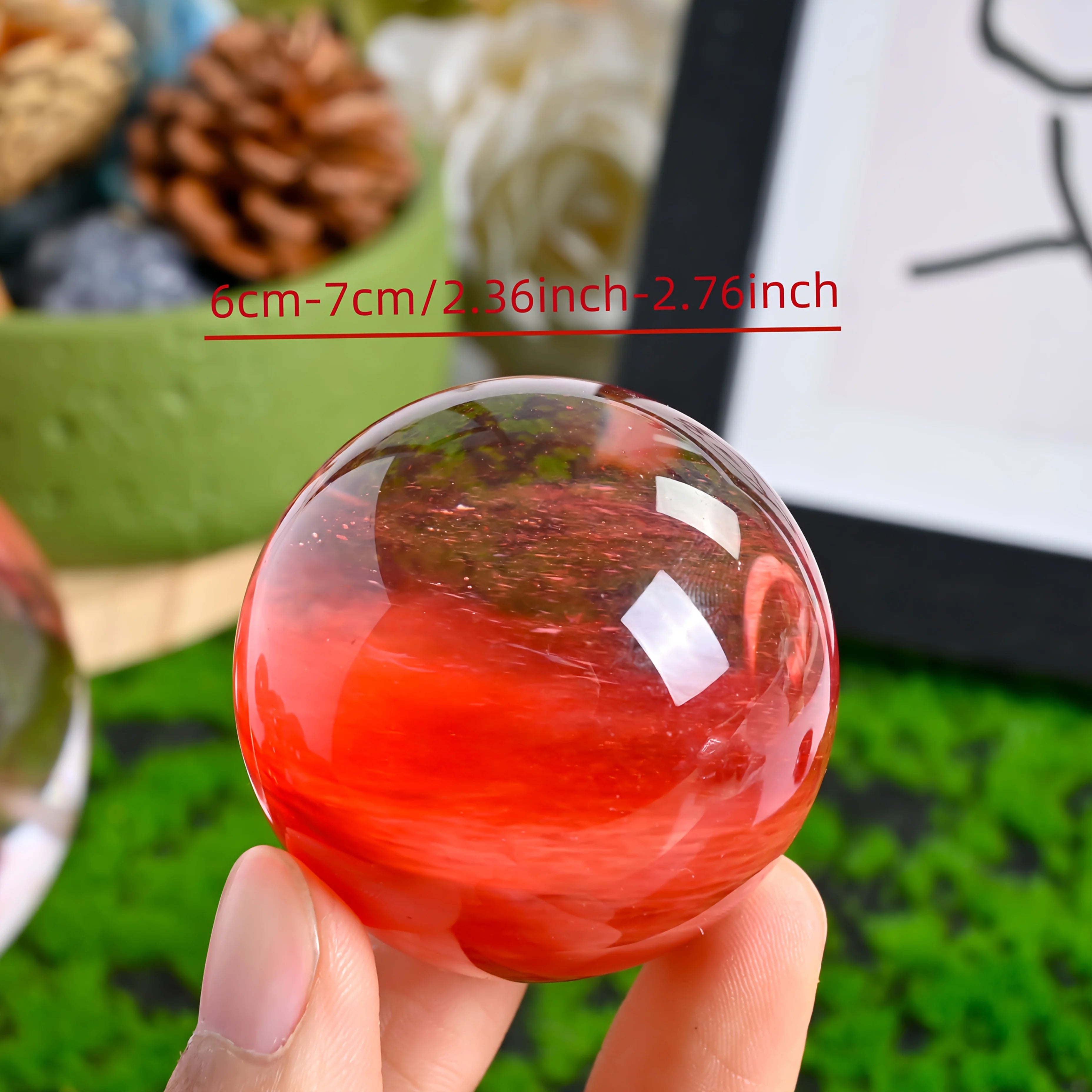 1pc Red Smelting Stone Ball,Quartz Ball,Crystal Sphere,Home Decor,Crystal Gifts,Crystal collection,Divination Ball