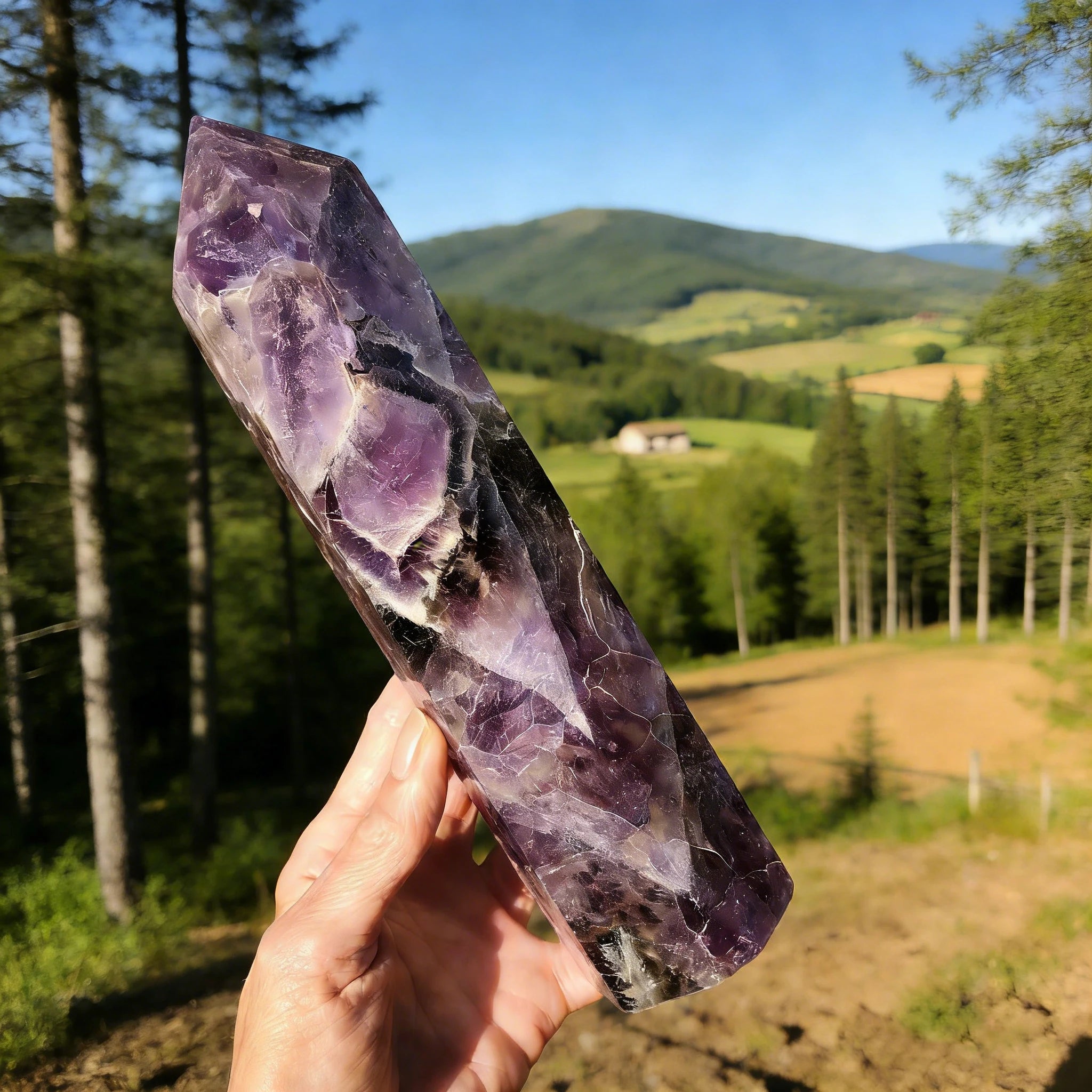 5.91 Inch Natural Amethyst Pillar Mineral Specimen for Collection Display Crystal Healing Stone Spiritual Growth Desktop Decor