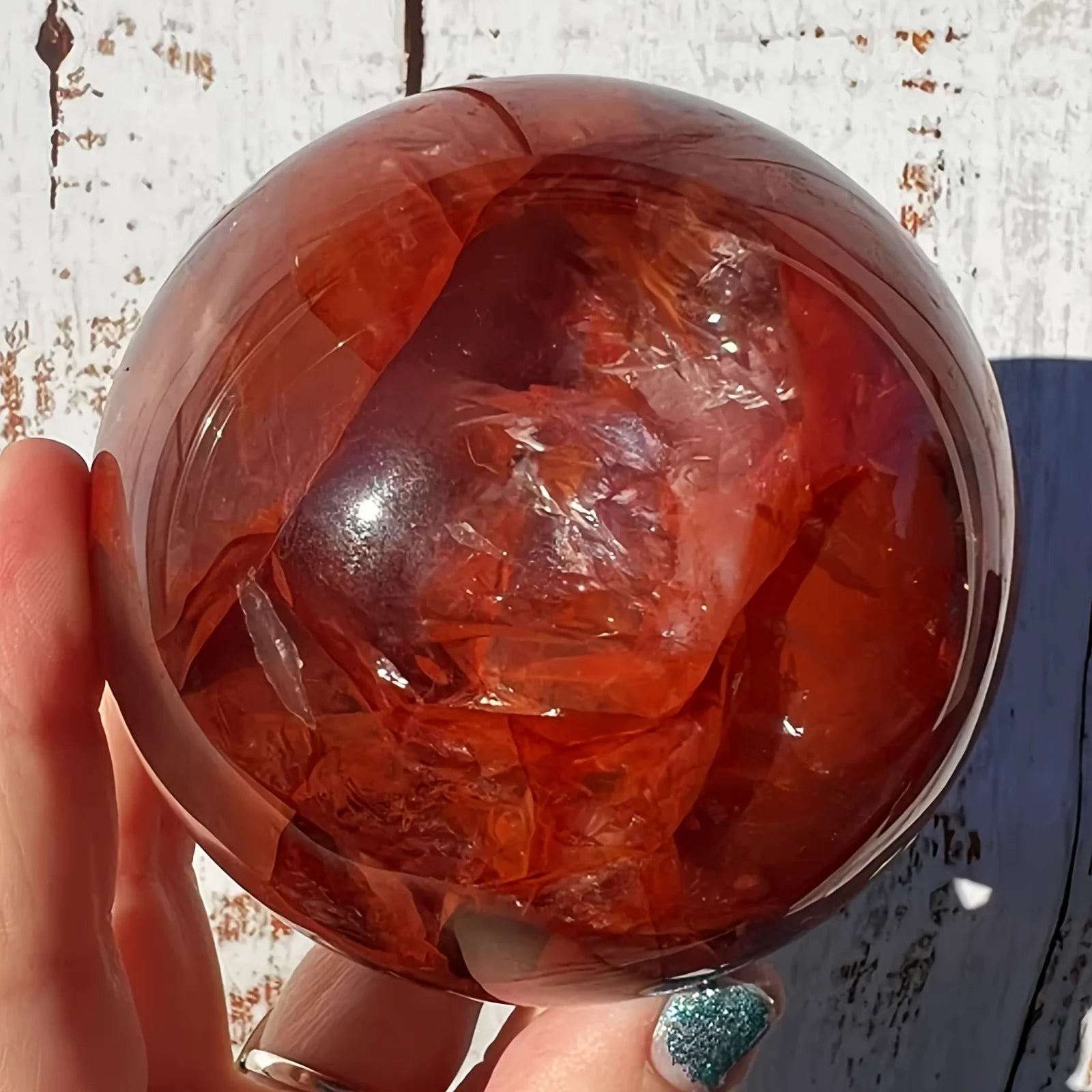 Large Fire Quartz Crystal Sphere, Polished Ball, Home Decor and Gift, Souvenir Gift, Home Decoration,Magic Point Healing Stone