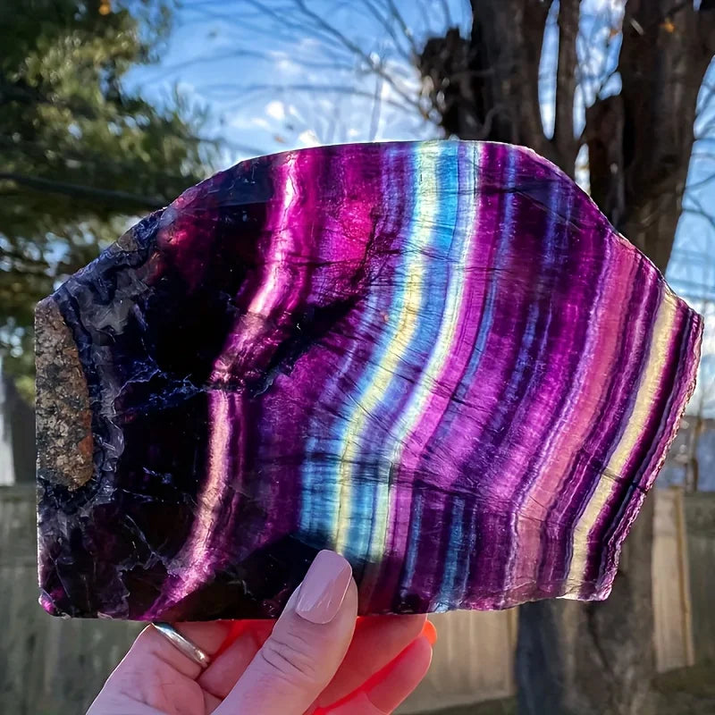 1PC Fluorite Crystal Slices , Family Themed Glam Style Crystal Stones, Home and Garden Decoration，Gifts, Couples, Love