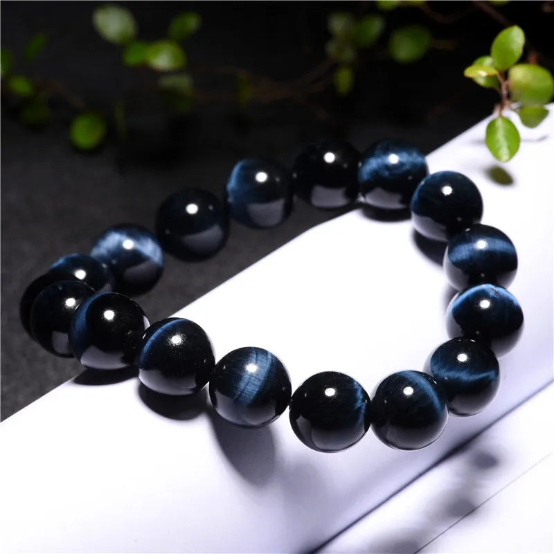 Fashion Royal Blue Tiger Eye Bracelets for Women Lightning Tiger Eyes Beads Bracelets Men Natural Stone Bracelet Pulsera Hombre
