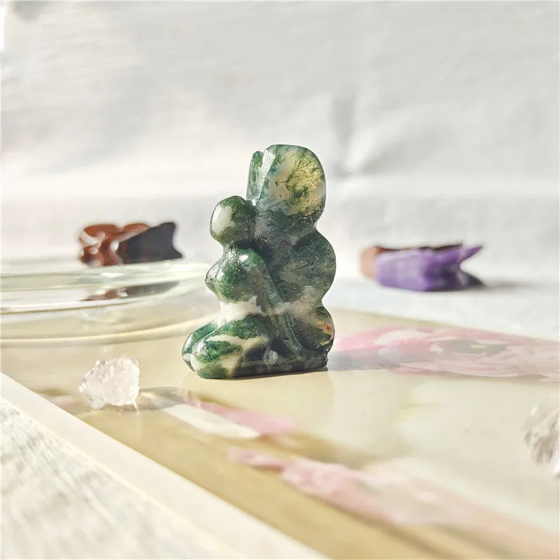 Butterfly Fairy Statue Natural Stone Crystal Carved Reiki Healing Mini Figurine Gemstone Crafts Home Gem Decoration Gifts