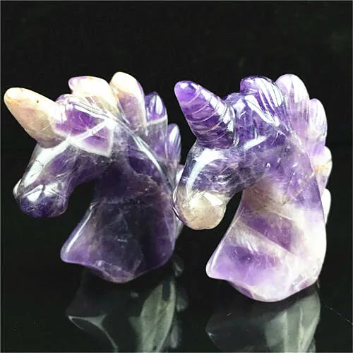 Hand Carved Crystal Healing, Natural Blue Sand Stone, Quartz Unicorn Skull, 1Pc