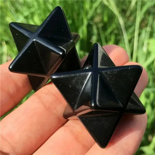 Natural Tiger's Eye Merkaba Star — Sacred Geometry Crystal Point, Chakra Reiki 1.5"