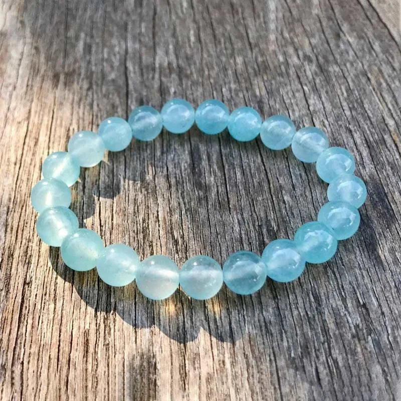Natural Aquamarines Bracelet Single Circle Crystal Bracelet Jewelry 6-10mm Beads Romantic Casual Crystal Yoga Bracelet Drop Ship