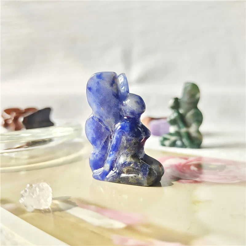 Butterfly Fairy Statue Natural Stone Crystal Carved Reiki Healing Mini Figurine Gemstone Crafts Home Gem Decoration Gifts