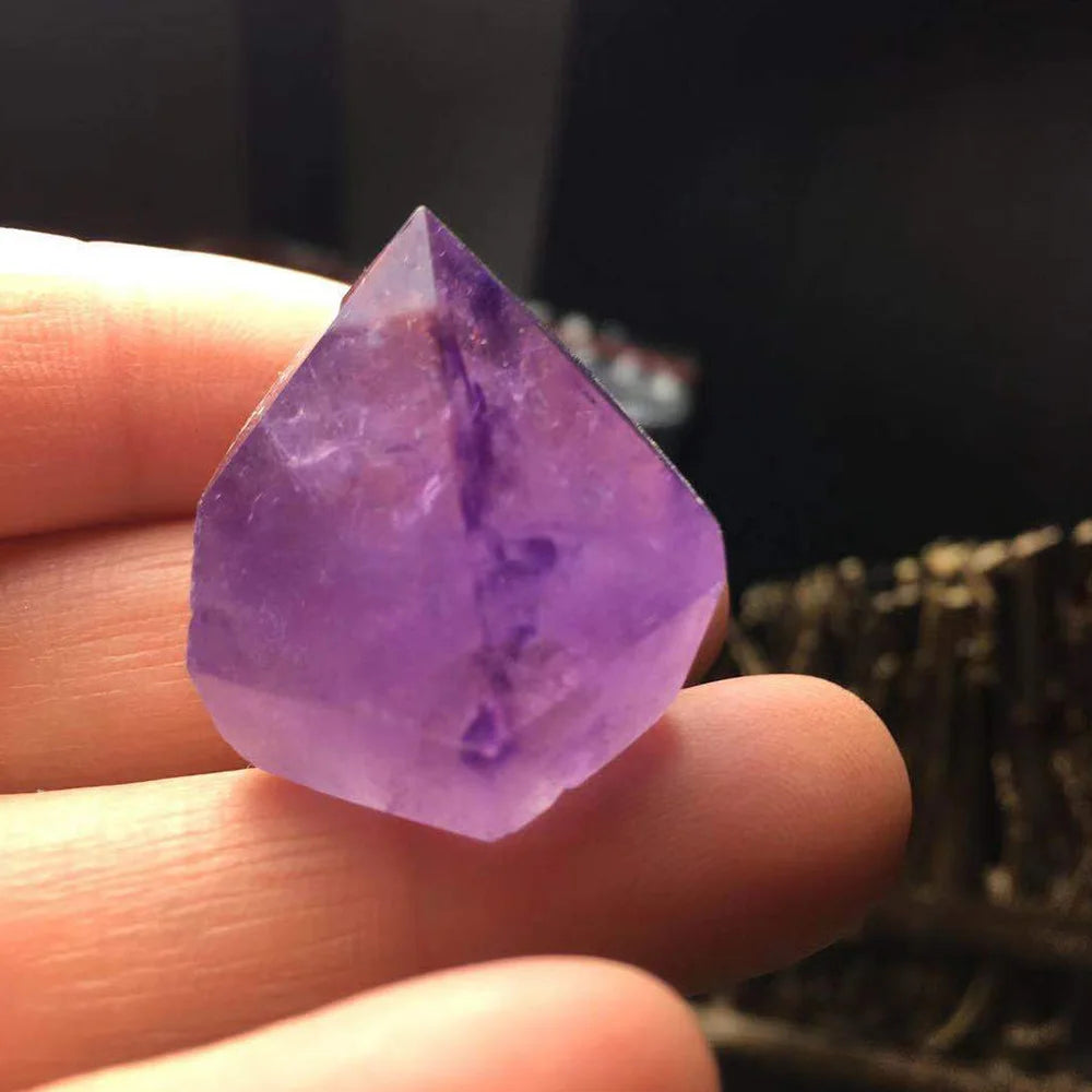 Natural Amethyst Quartz Crystal Point Wand Single Obelisk Hexagonal Prism Healing Crystals Energy Tower Purple