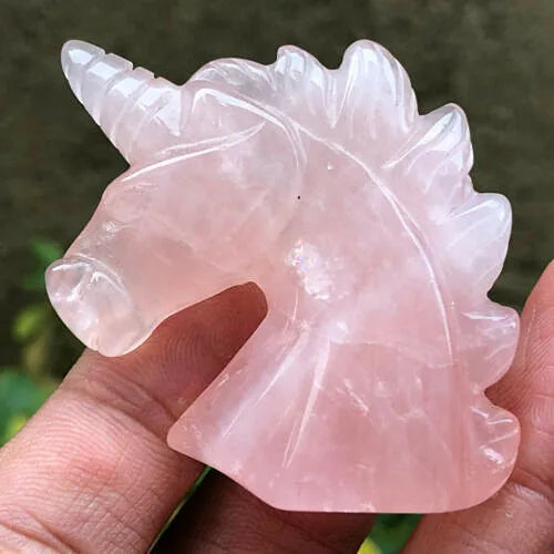 Hand Carved Crystal Healing, Natural Blue Sand Stone, Quartz Unicorn Skull, 1Pc