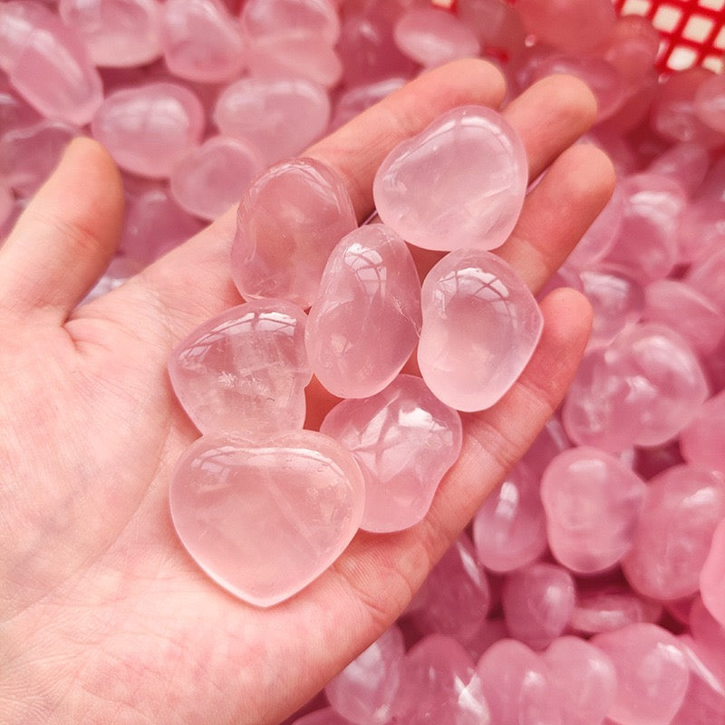 Natural Rose Quartz Heart — Polished Crystal Cabochon & Pendant Component