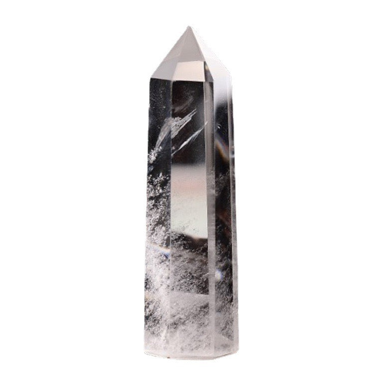 Polished Natural Clear Quartz Crystal Pillar — Hexagonal Single-Terminated Energy Stone
