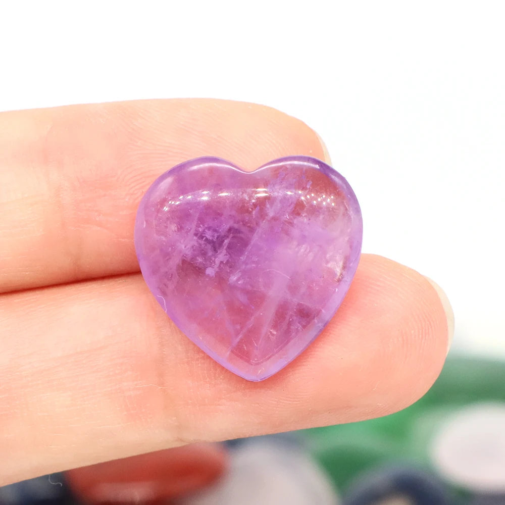 20mm Heart Shape love Natural Crystal Amethyst Rose Quartz Mineral Healing Gemstone Chakra Stone Home Decoration Valentine Gift