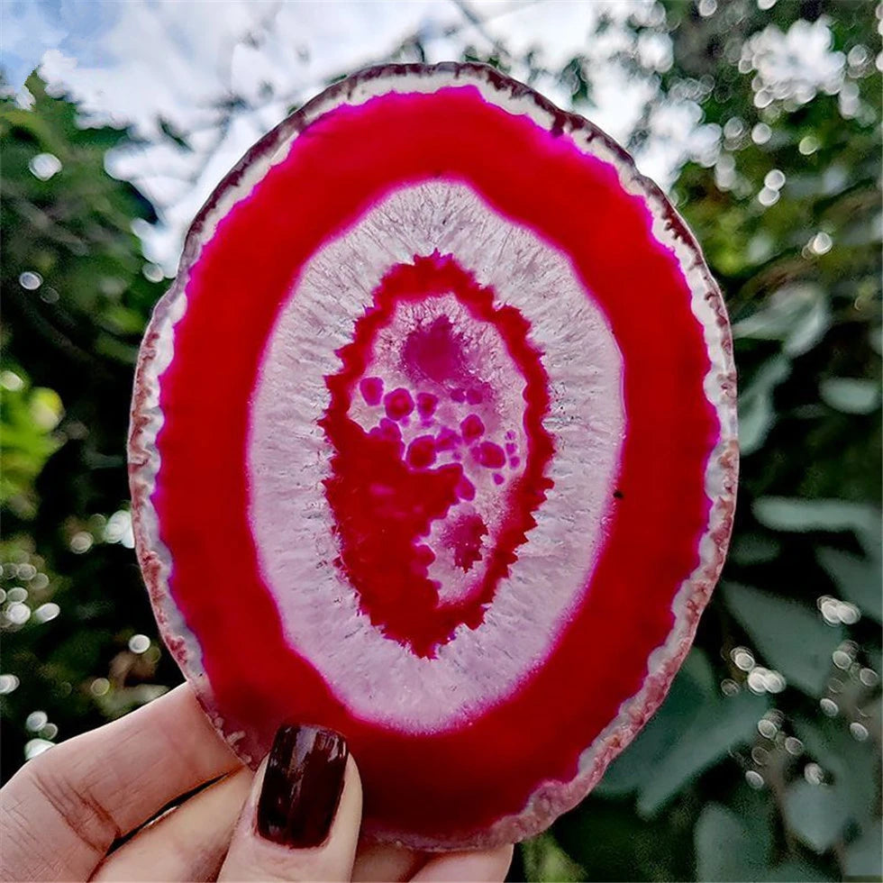 12-20CM Bule Crystal AGATE SLAB Geode Slice Mineral Coaster Healing Reiki Decoration