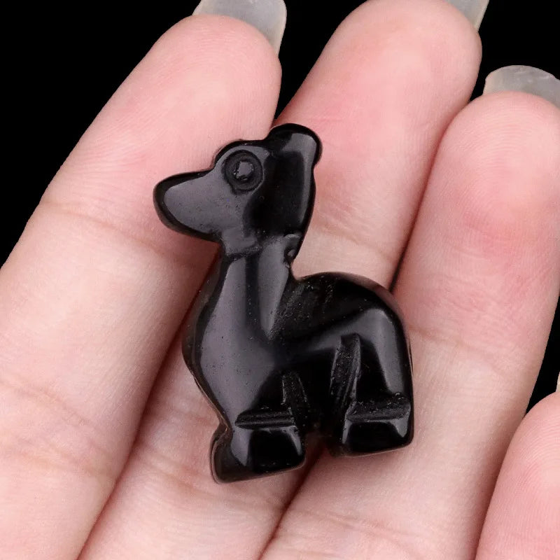 1inch Natural Stone Carved Deer Handcarved Animal Statue Healing Crystals Figurine Amethyst Red Jasper Gemstone Fawn Home Decor