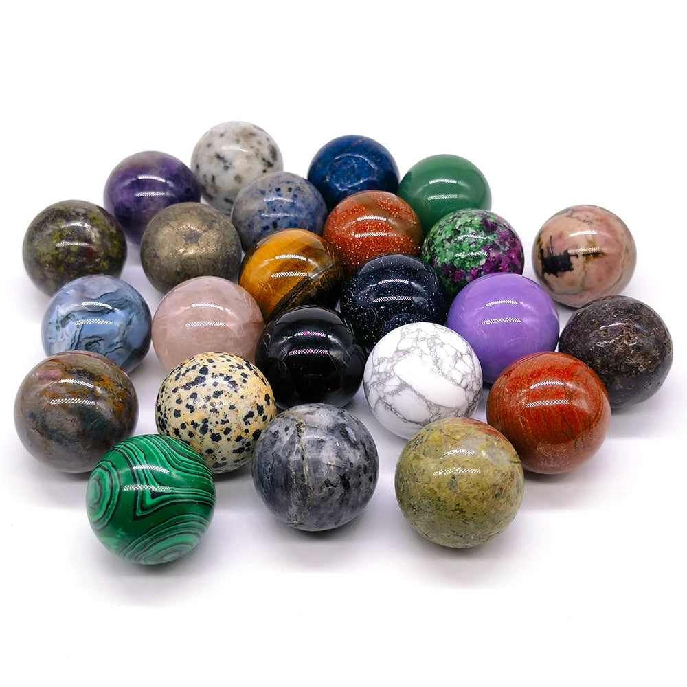 30mm Natural Crystal Ball Polished Globe Amethyst Lazuli Quartz Reiki feng shui Sphere Massaging Balls Collectibles Home Decor