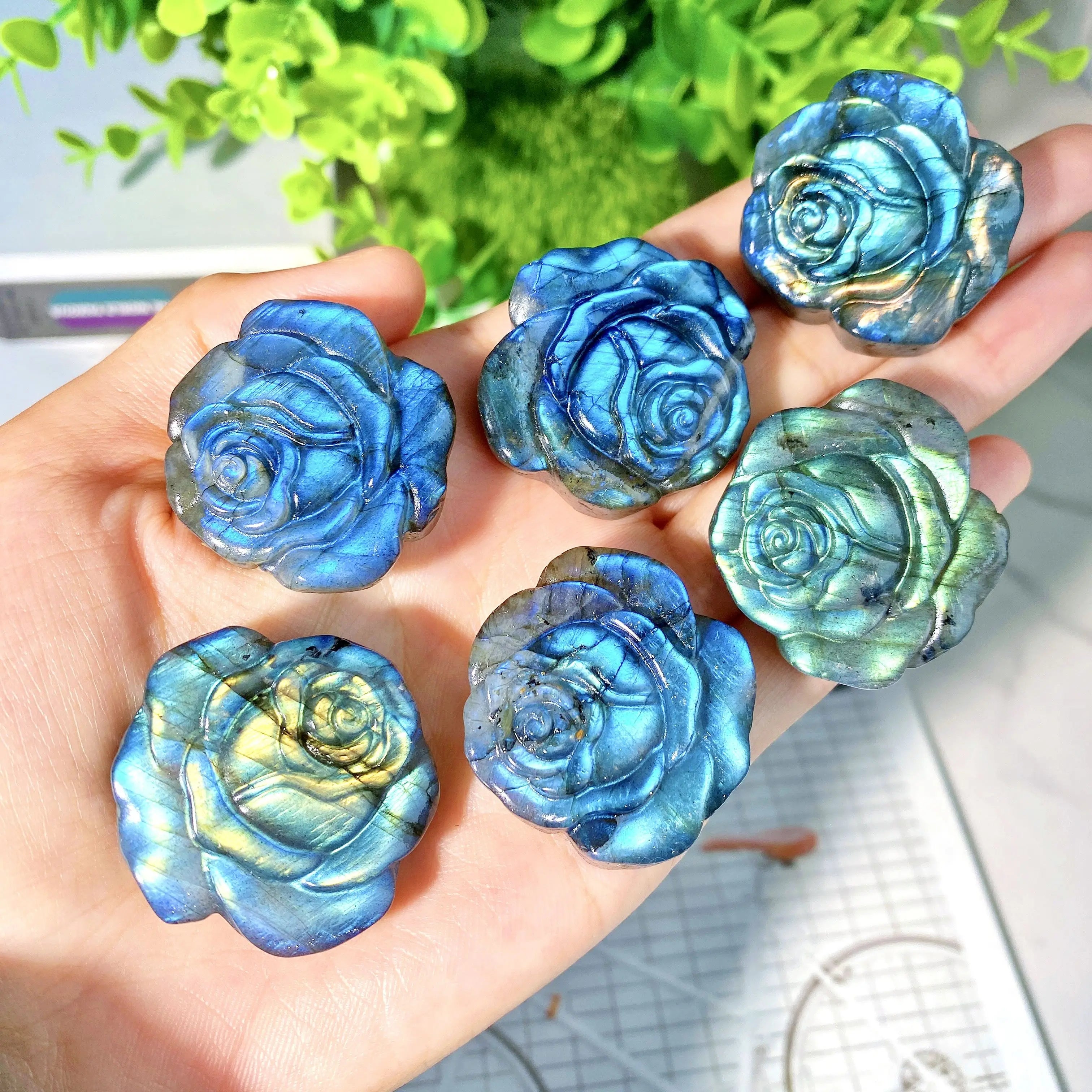1PC High Quality Labradorite Rose Natural Crystal Carving,Gemstone Jewelry,Glitter, Healing crystal, Birthday gift,Tiger Eye