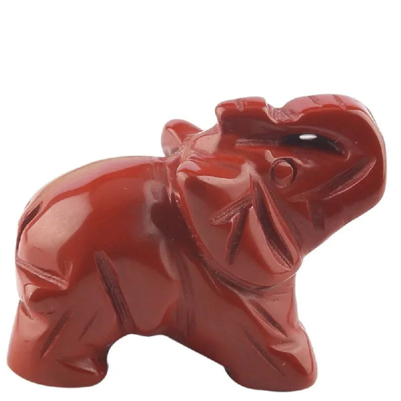 Classic Green Pink Jade Stone Craving Lucky Elephant Feng Shui Statue Figurine Home Office Ornaments
