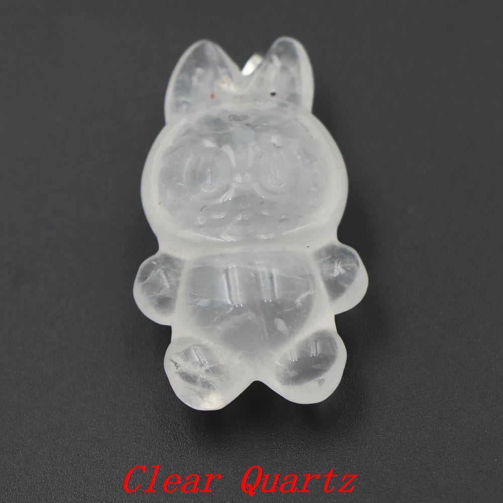 Natural Stone Carving Cartoon Elf DIY Fashion Jewelry Accessories Healing Crystal Gemstone Animals Figurine Supplies Wholesale