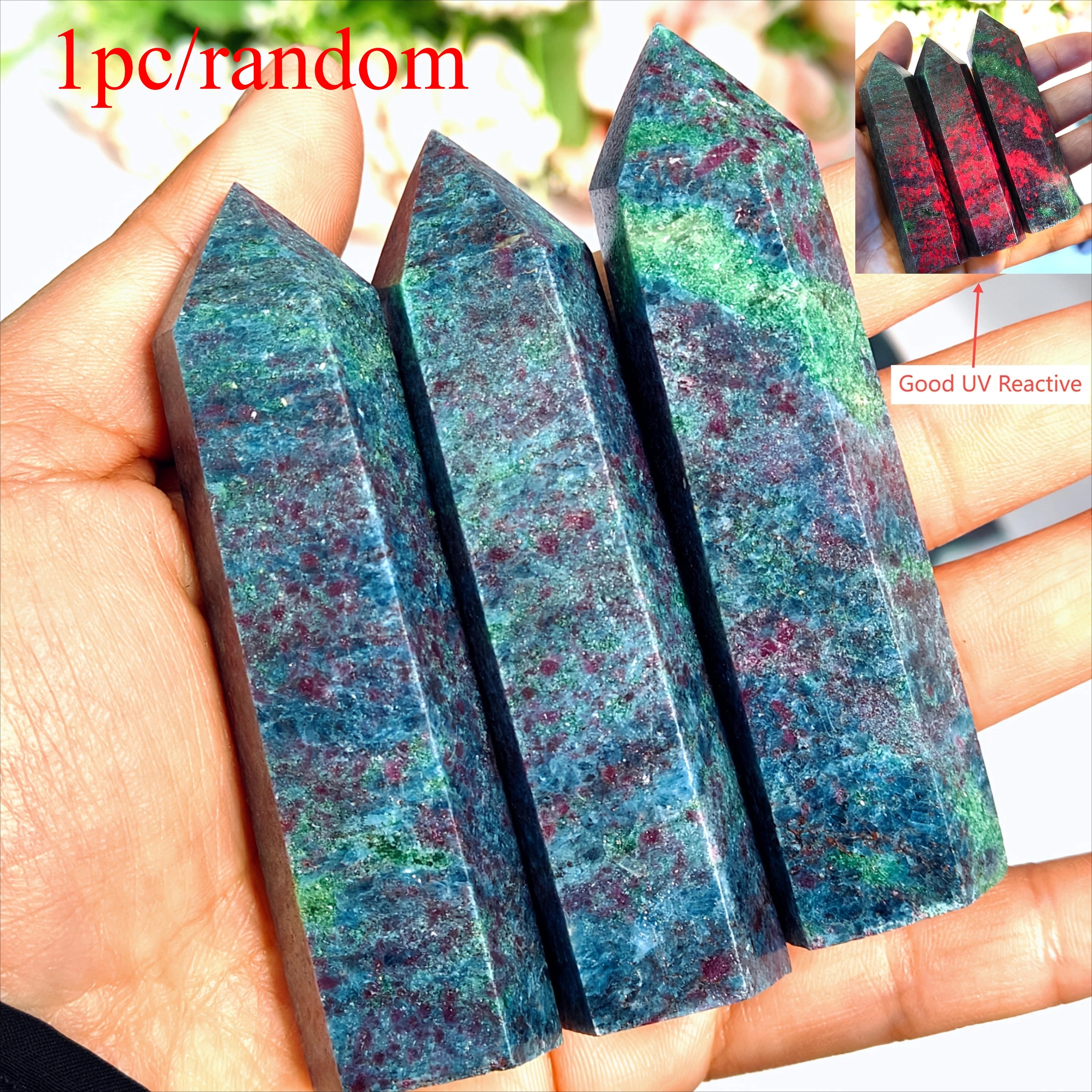 1pc UV Reactive Red & Blue Kyanite Obelisk Tower - Handcrafted Elegant Stone Wand,Highquality, Decor, Holiday Shoppers