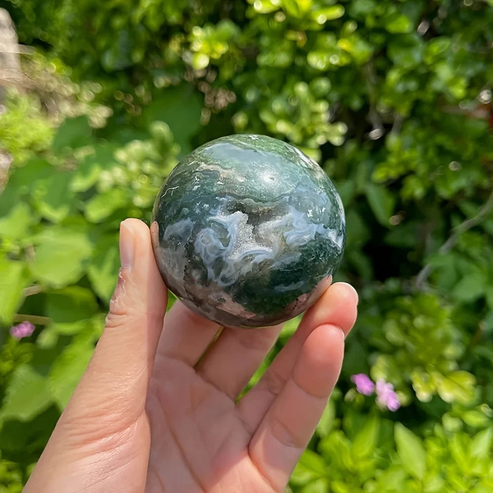 Bohemian-style natural seaweed agate ball - a high-end crystal ball, a unique gift recommendation.