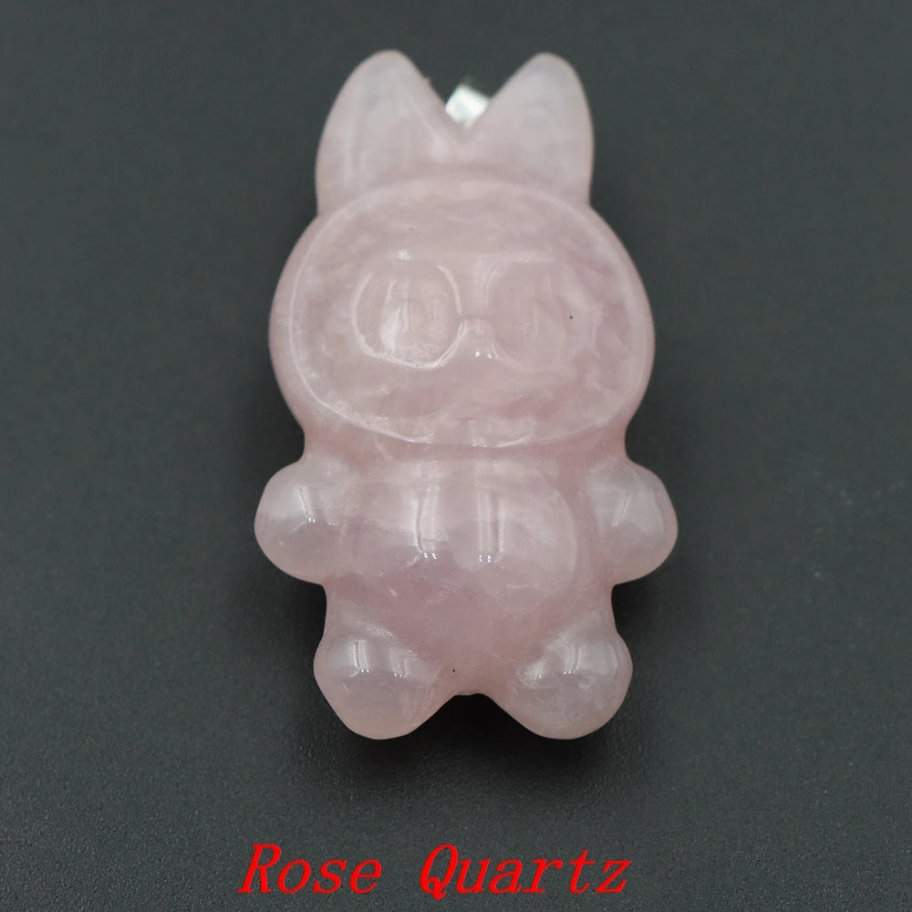 Natural Stone Carving Cartoon Elf DIY Fashion Jewelry Accessories Healing Crystal Gemstone Animals Figurine Supplies Wholesale