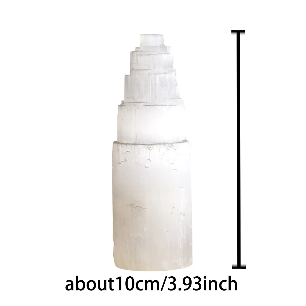 Genuine Natural White Selenite Gypsum Crystal Tower Skyscraper Castle Shaped Clear Mineral Craft Statue Authentic Moroccan Sourc