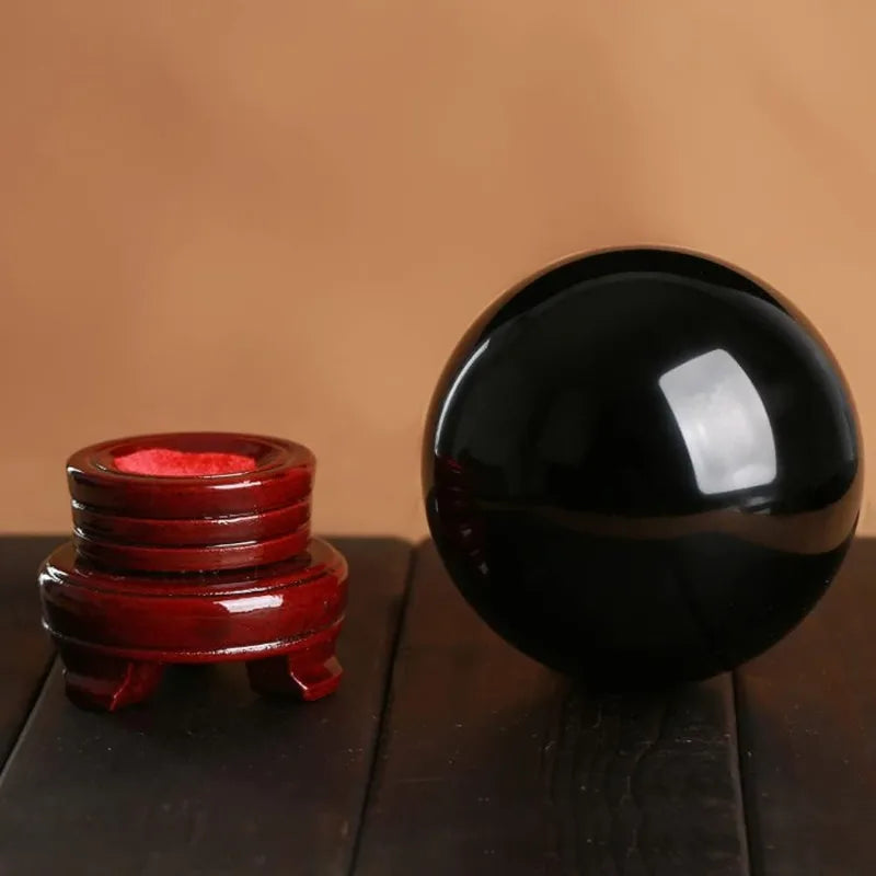 Natural Small Black Obsidian Crystal Ball Sphere Without Base Stand for Meditation, Healing, Home Decor Crystal Magic Ball