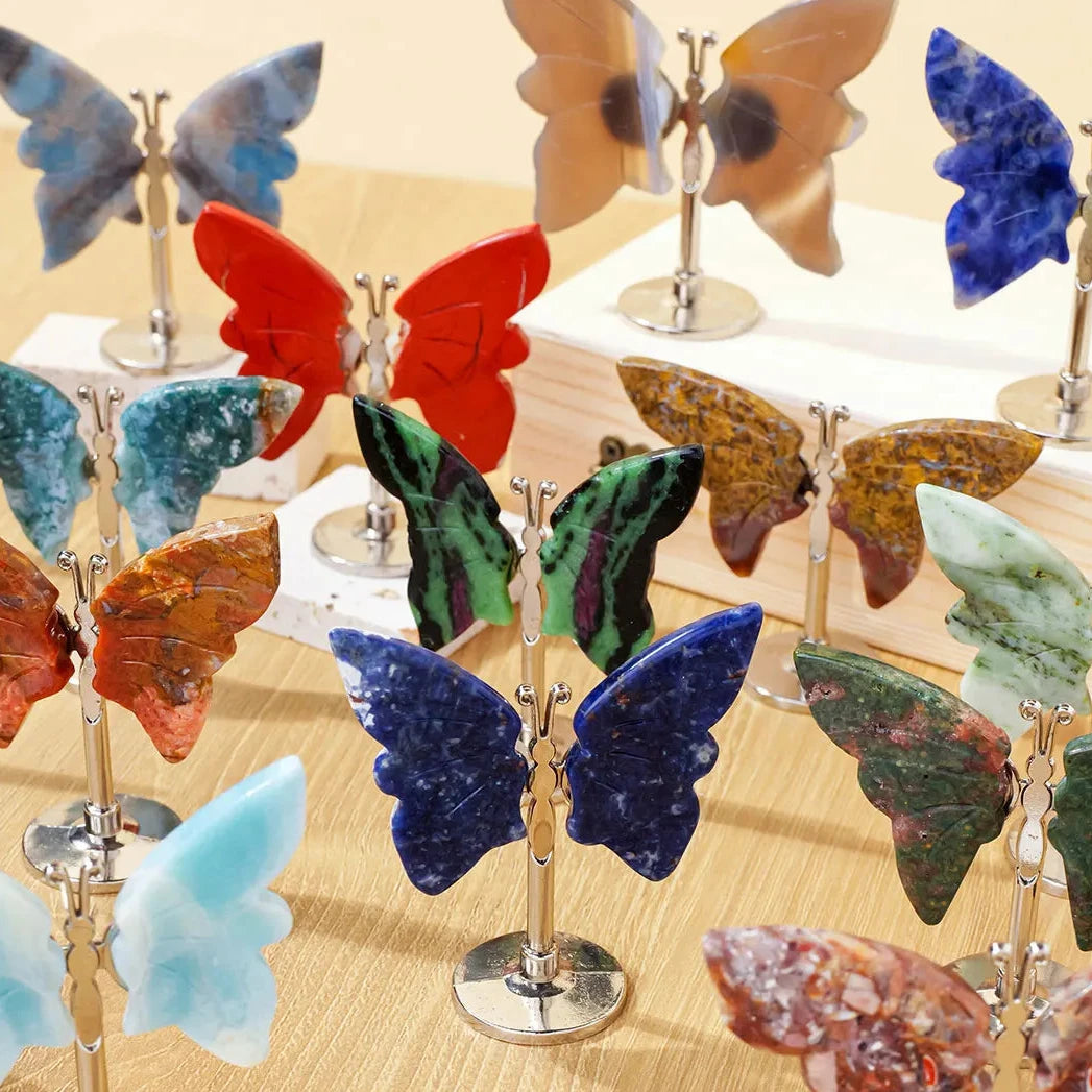 Natural Crystal Butterfly Carving – Mini Stand Decor Gift