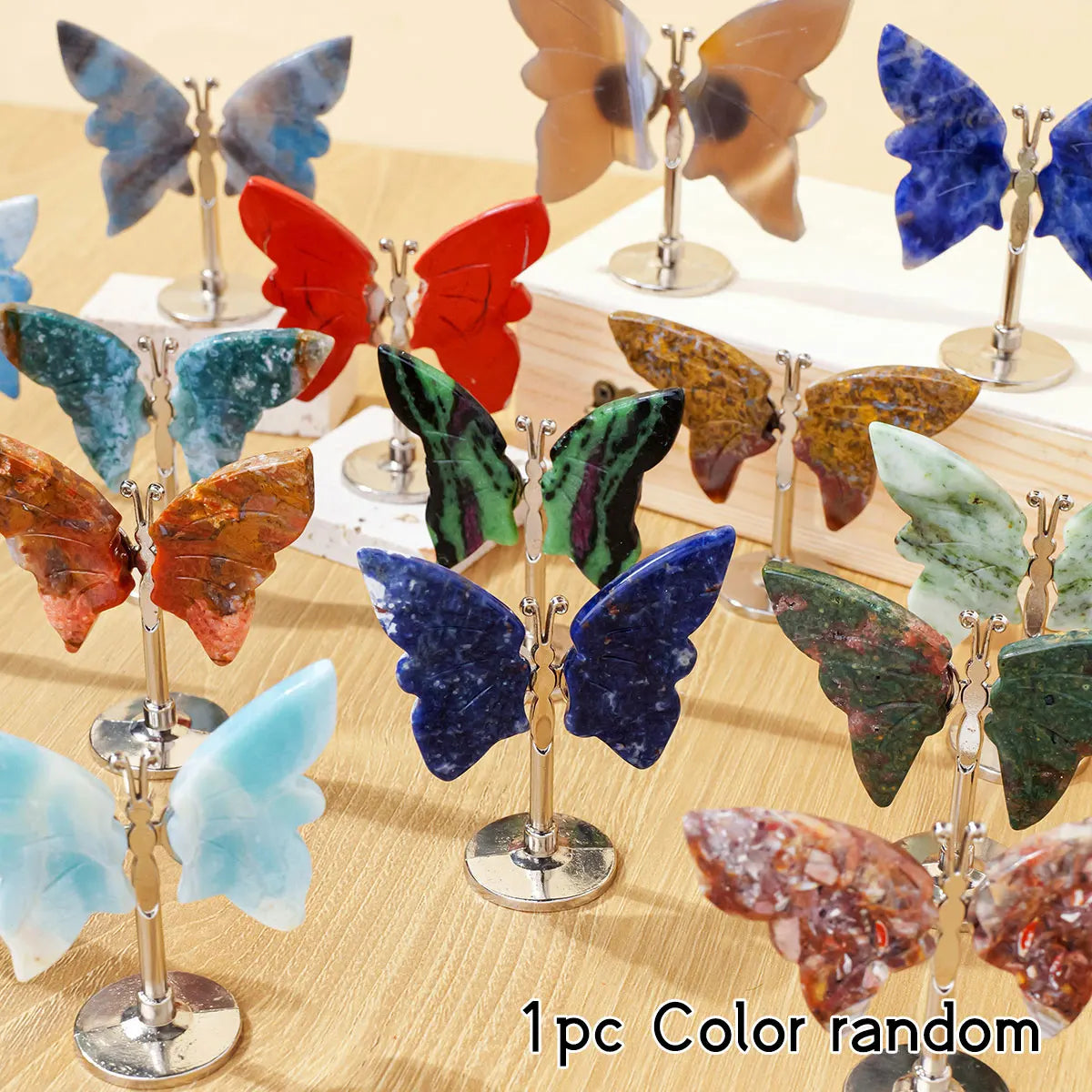 1PC Natural Crystal Butterfly Mini Stand Casual Animal Style Decor Accessories Gift Christmas Valentine Day Birthday
