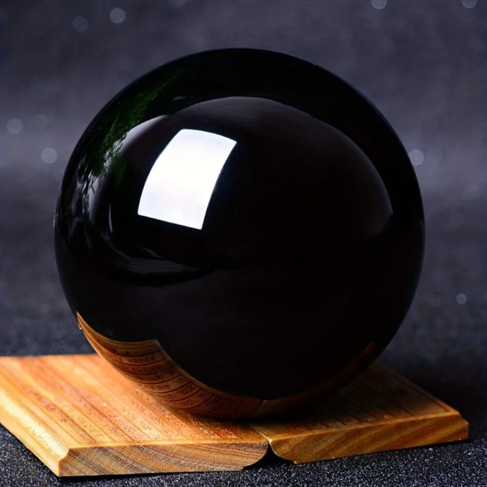Natural Black Obsidian Sphere Healing Crystal Magic Ball Reiki Stones feng shui Sphere Collectibles Home Decor Without Base