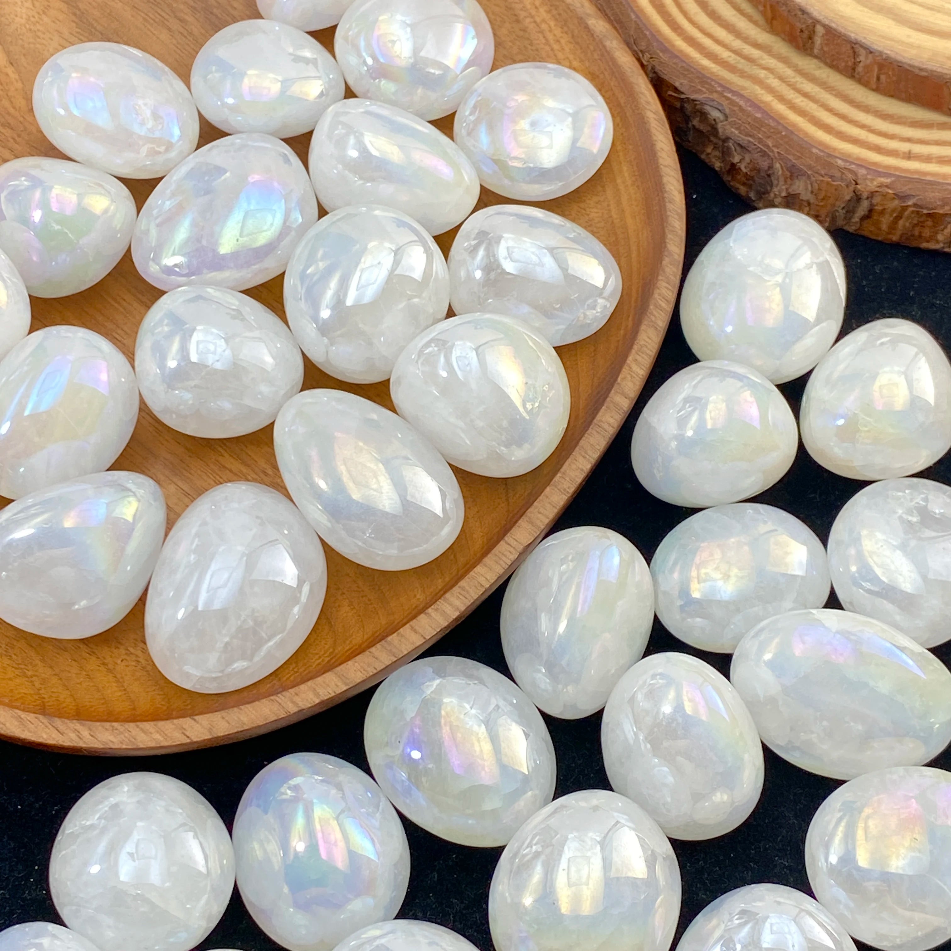 5PCS 10-50mm High Quality Aura Clear Quartz Natural Tumbled Crystal Stones Natural Crystals Chip Quartz Minerals,Gemstones