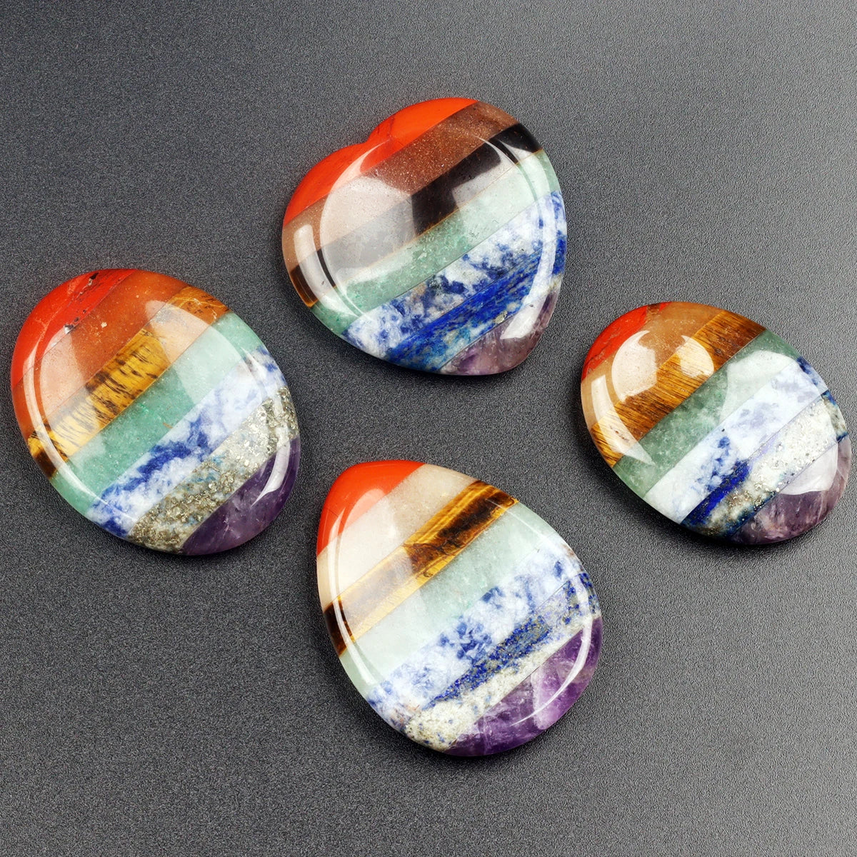 7 Chakra Palm Stone Set – Natural Crystal Worry Thumbstone