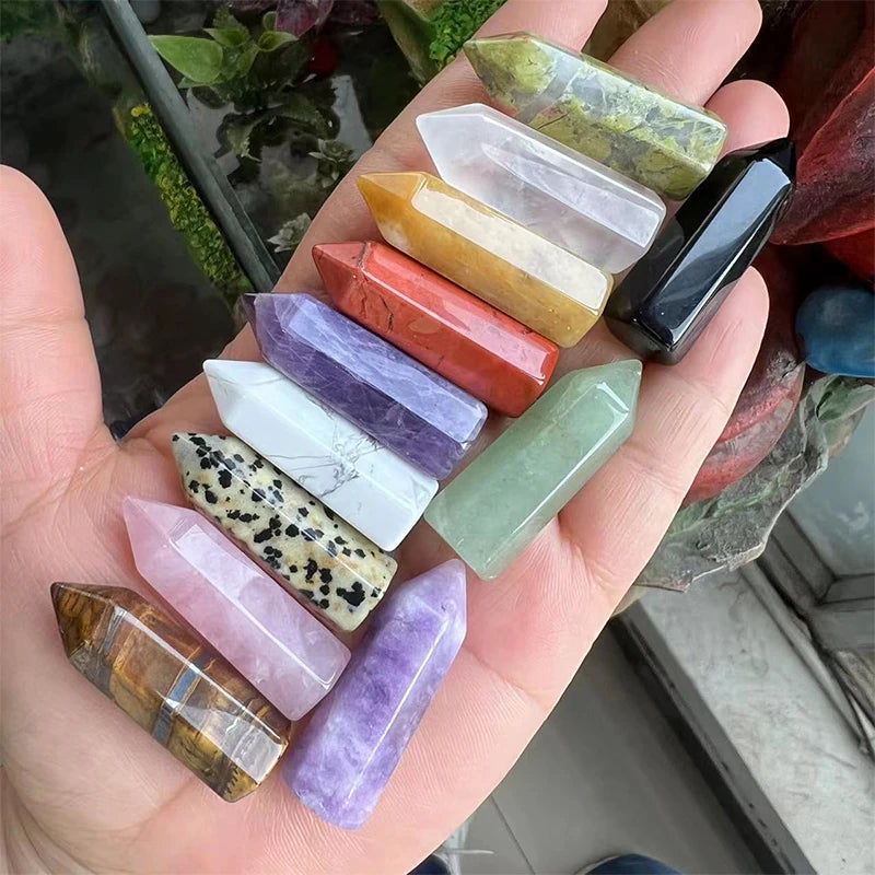 1PC Natural Quartz Point Rose Quartz Wand Healing Stone Amethyst Hexagonal Prism Energy Ore Pyramid Home Decoration